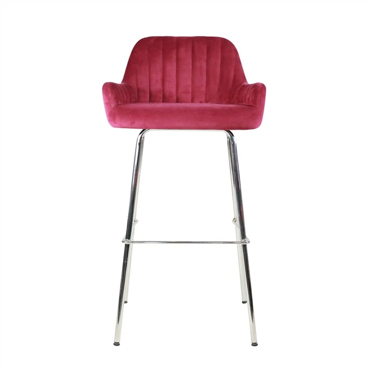 Moderna ergonomska barska stolica s presvlakom od tkanine s metalnim nogama za doručak