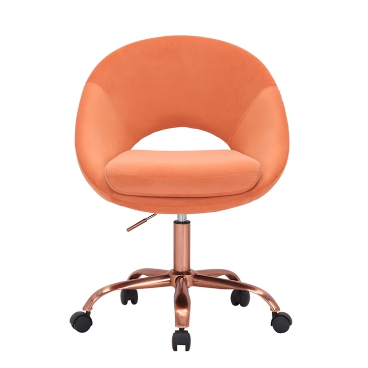 Baršunasta kućna uredska stolica, metalne noge od ružičastog zlata